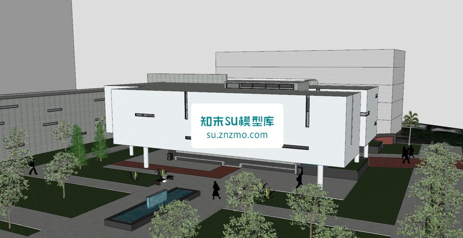 现代文化展览建筑SU模型下载【ID:148503263】
