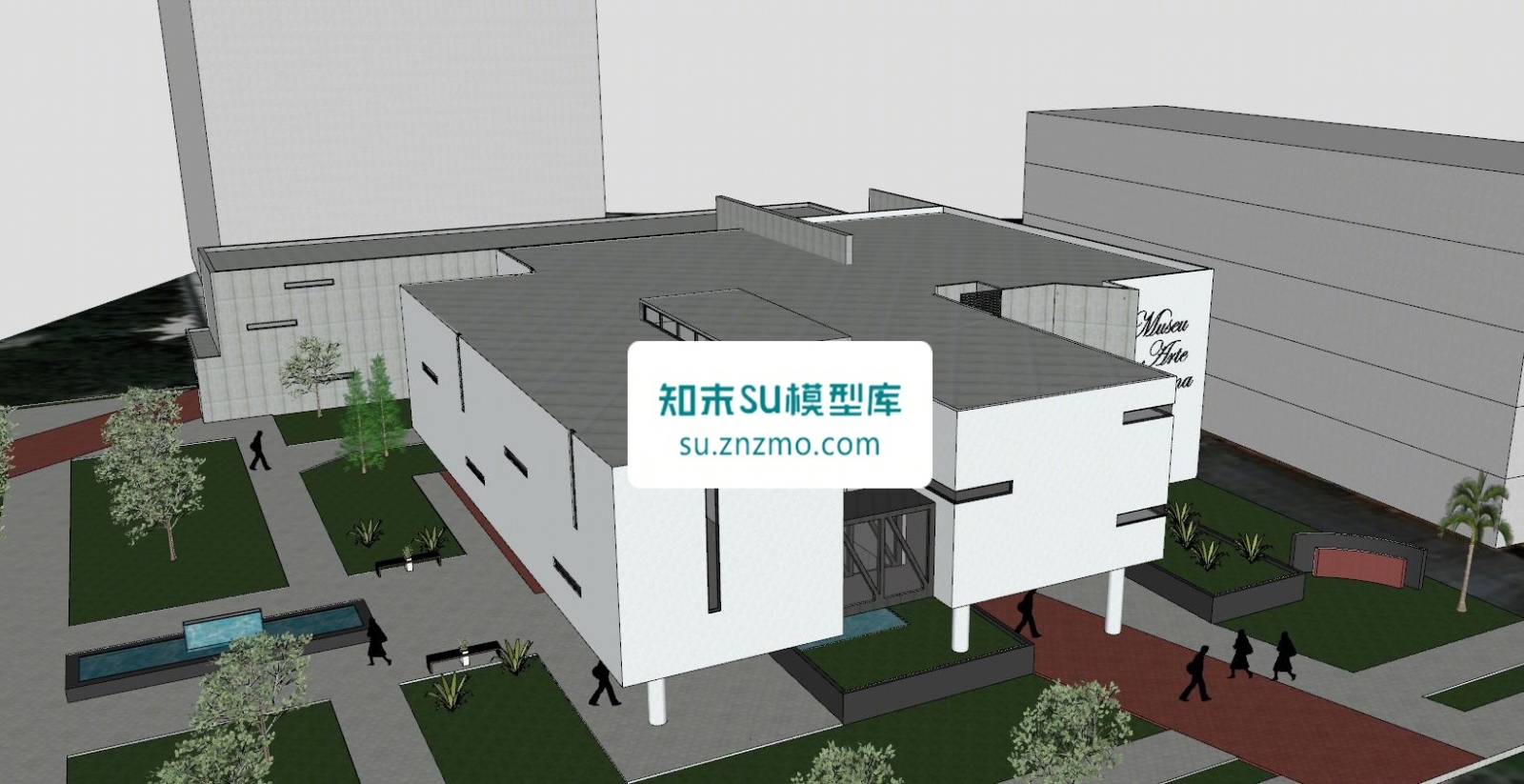 现代文化展览建筑SU模型下载【ID:148503263】