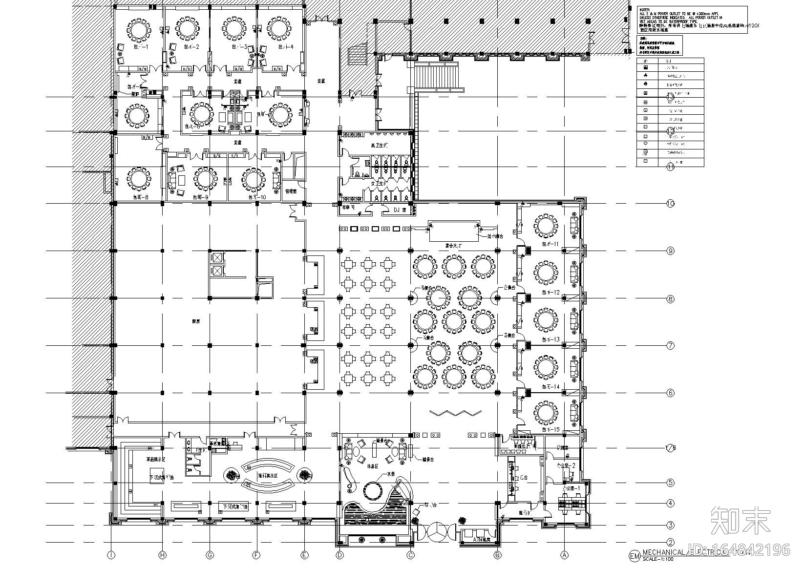 [安徽]芜湖碧桂园酒店餐饮区设计全套施工图施工图下载【ID:164842196】