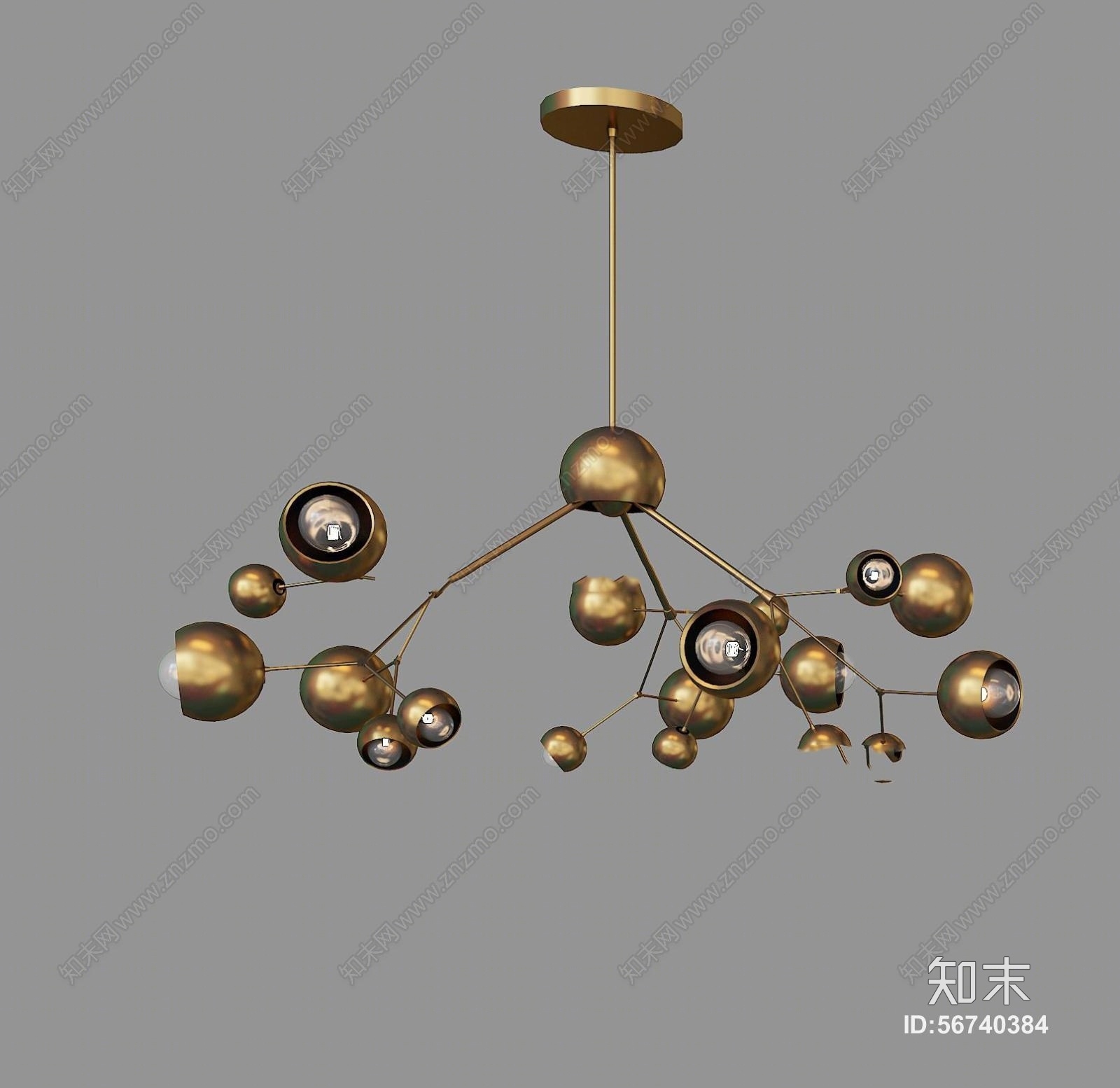 现代金属吊灯组合3D模型下载【ID:56740384】