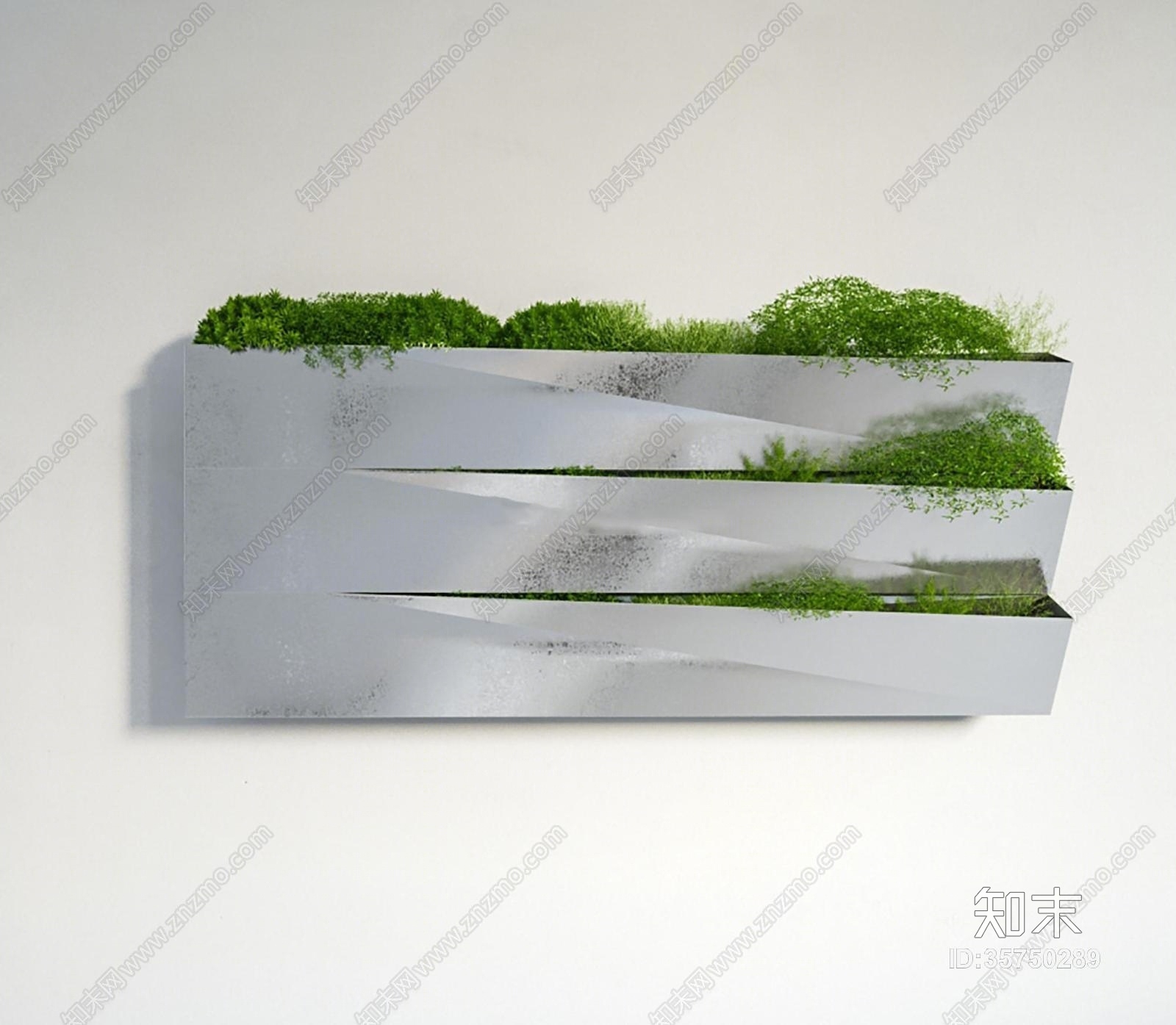 现代绿植墙饰3D模型下载【ID:35750289】