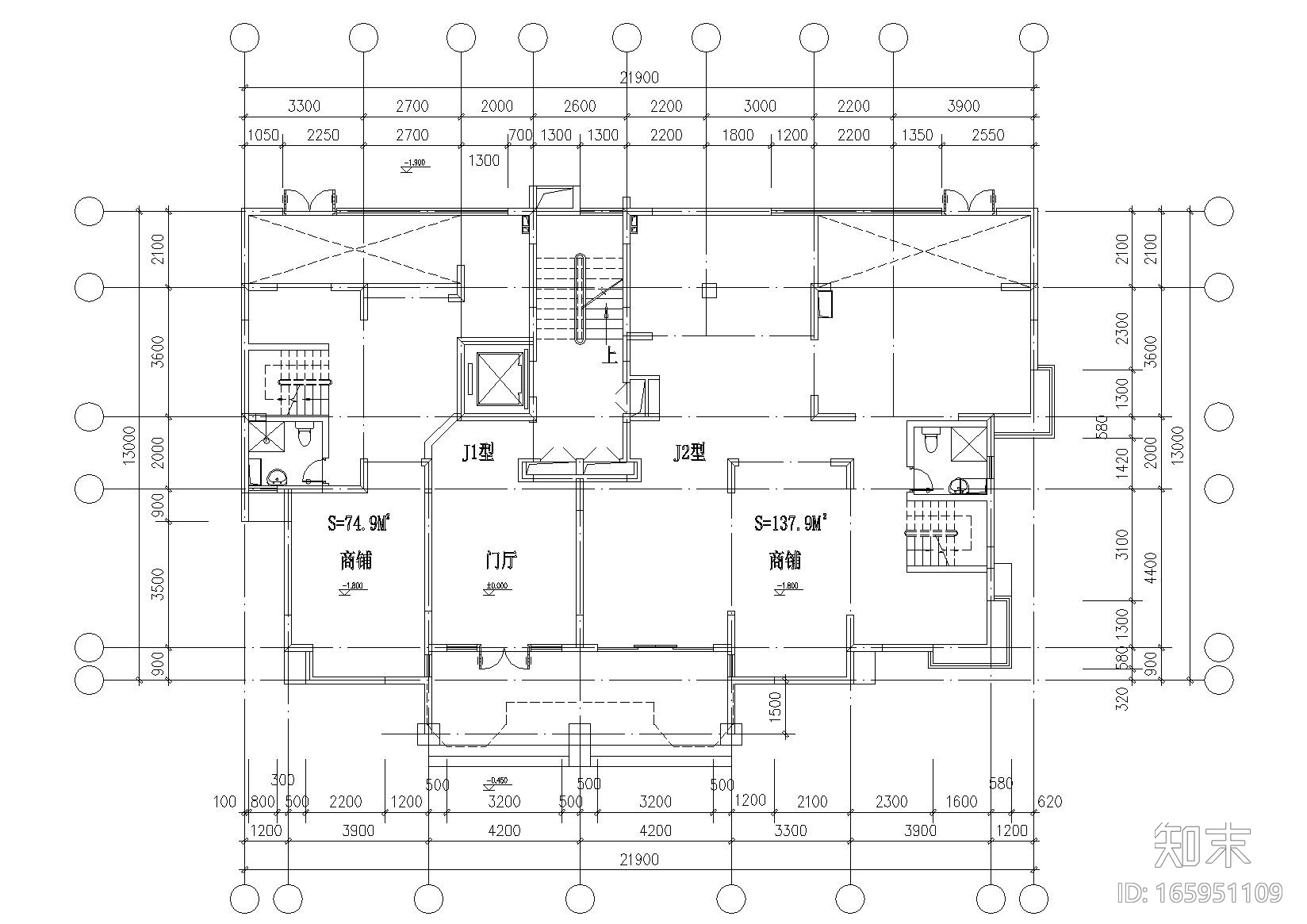 7套完整全楼层户型平面图施工图下载【ID:165951109】