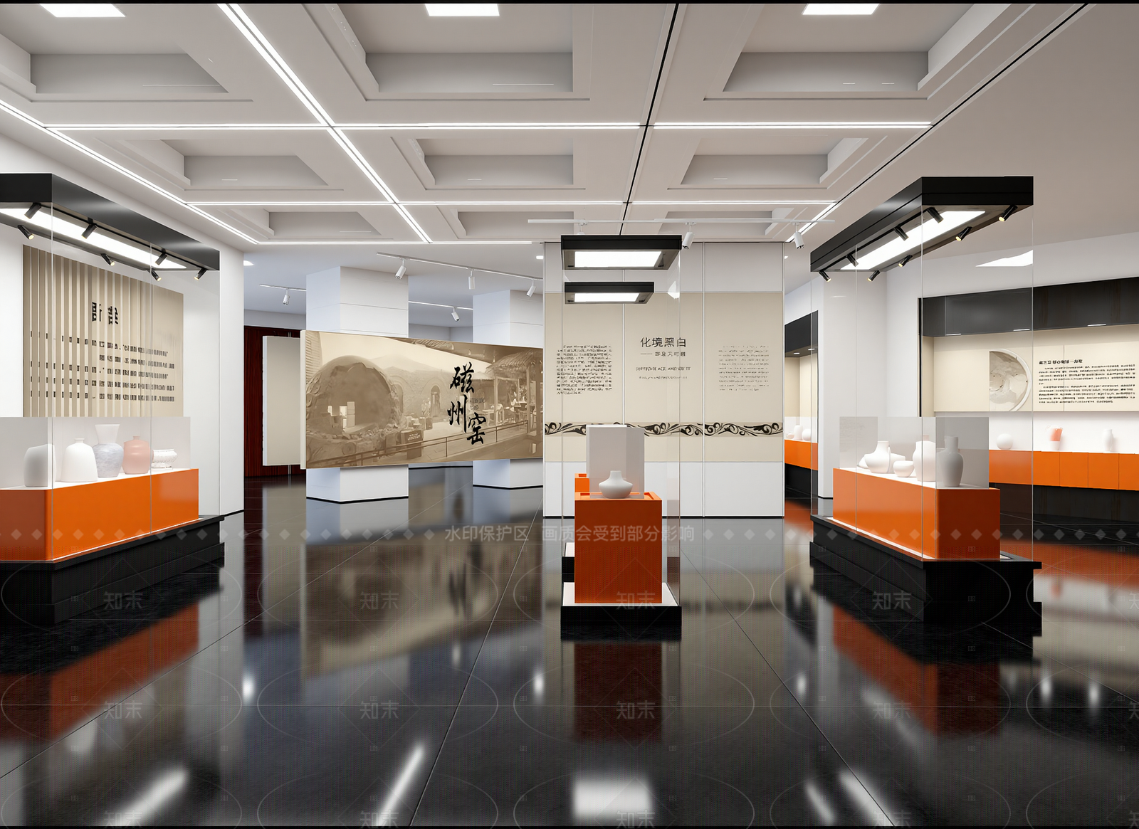 现代陶瓷展厅3D模型下载【ID:1214596698】