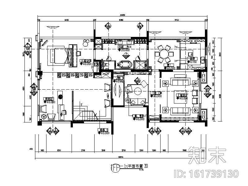 别墅楼办公室设计CAD施工图（含效果图）施工图下载【ID:161739130】