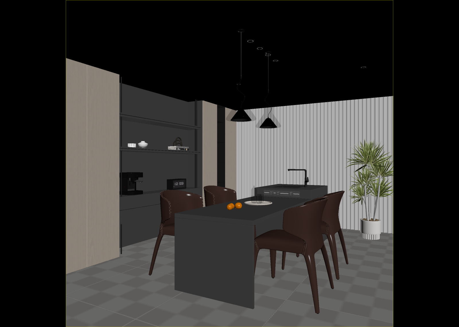 现代茶水间3D模型下载【ID:1214375428】