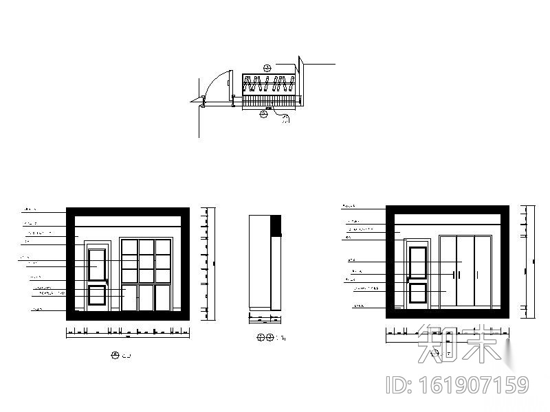 三居室内装修图cad施工图下载【ID:161907159】