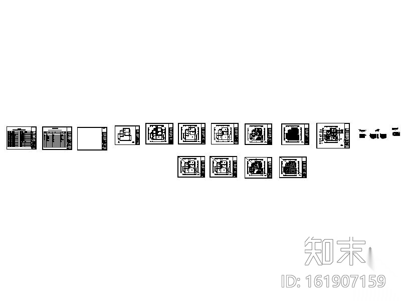 三居室内装修图cad施工图下载【ID:161907159】