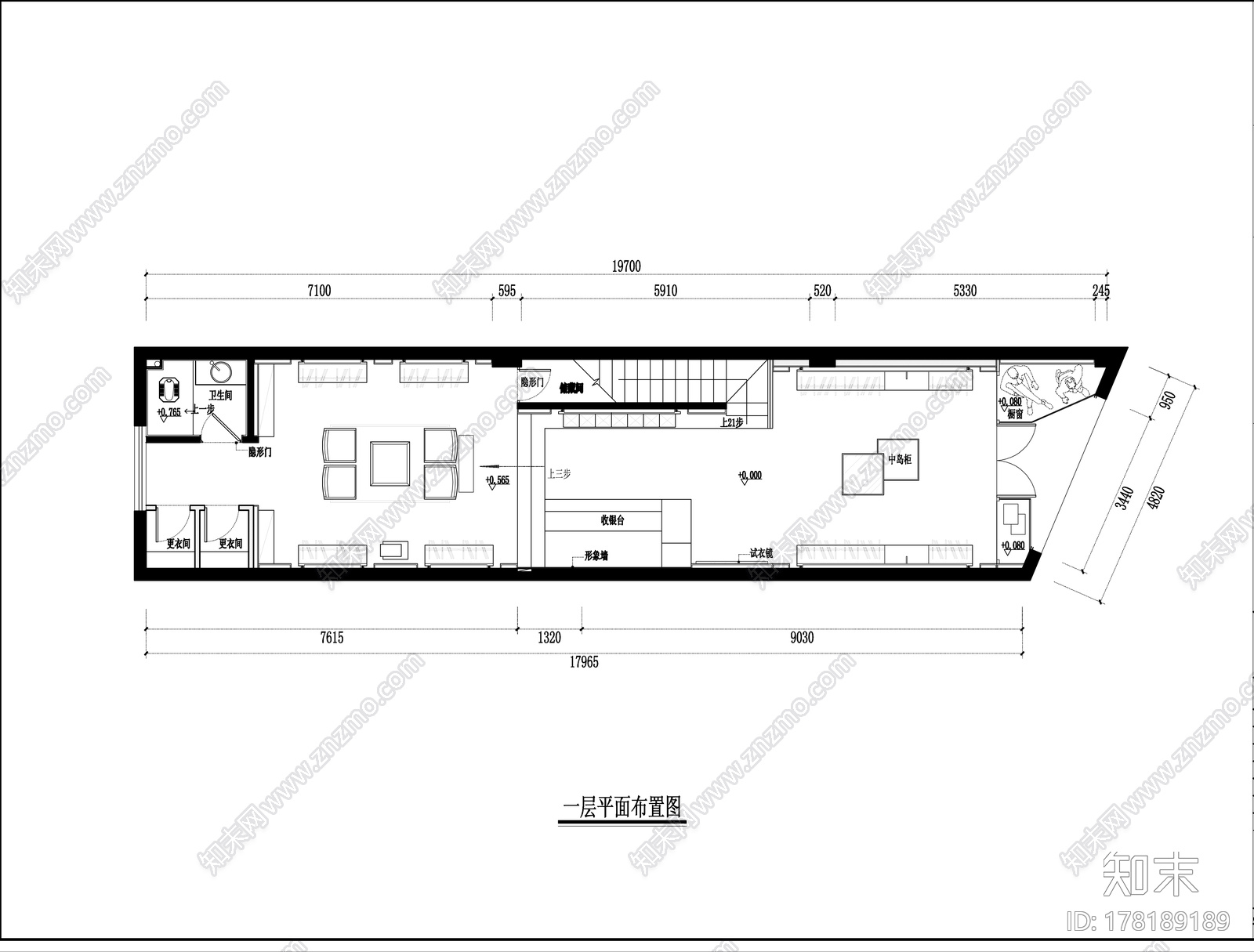 现代服装店|效果图+CAD施工图cad施工图下载【ID:178189189】