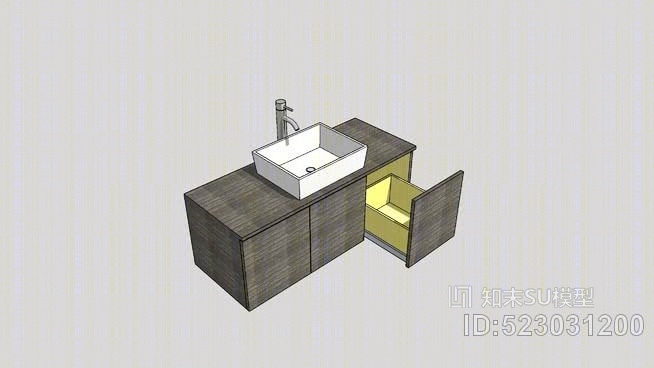 现代浴室虚荣与水槽和铬水龙头SU模型下载【ID:523031200】