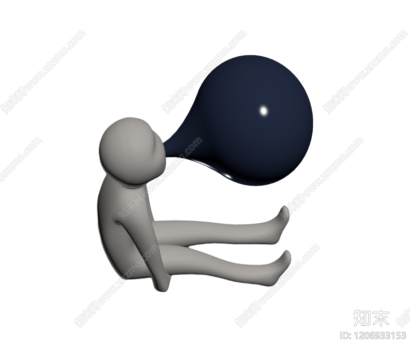 吹泡泡小人雕塑3D模型下载【ID:1206933153】