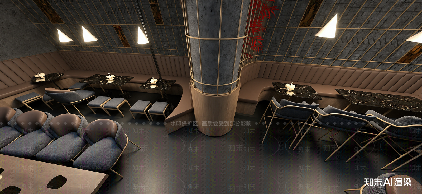 现代咖啡厅SU模型下载【ID:1222308625】