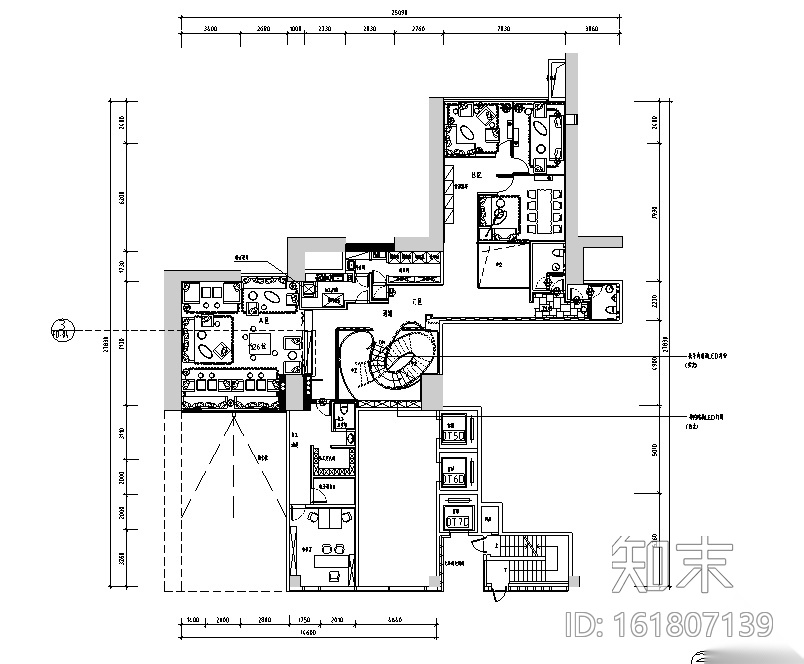 国际顶级大师设计红酒会所空间设计施工图（附效果图）cad施工图下载【ID:161807139】