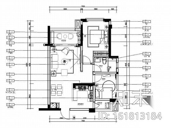 [惠州]现代风格温馨两居室样板间室内装修图（含效果）cad施工图下载【ID:161813184】