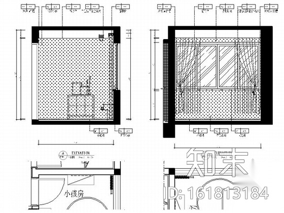 [惠州]现代风格温馨两居室样板间室内装修图（含效果）cad施工图下载【ID:161813184】