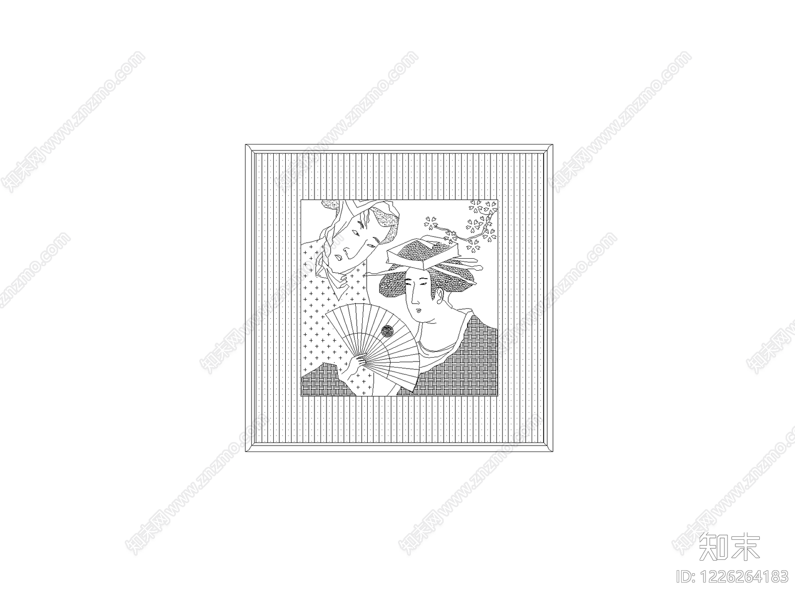 陈设类立面挂画cad施工图下载【ID:1226264183】