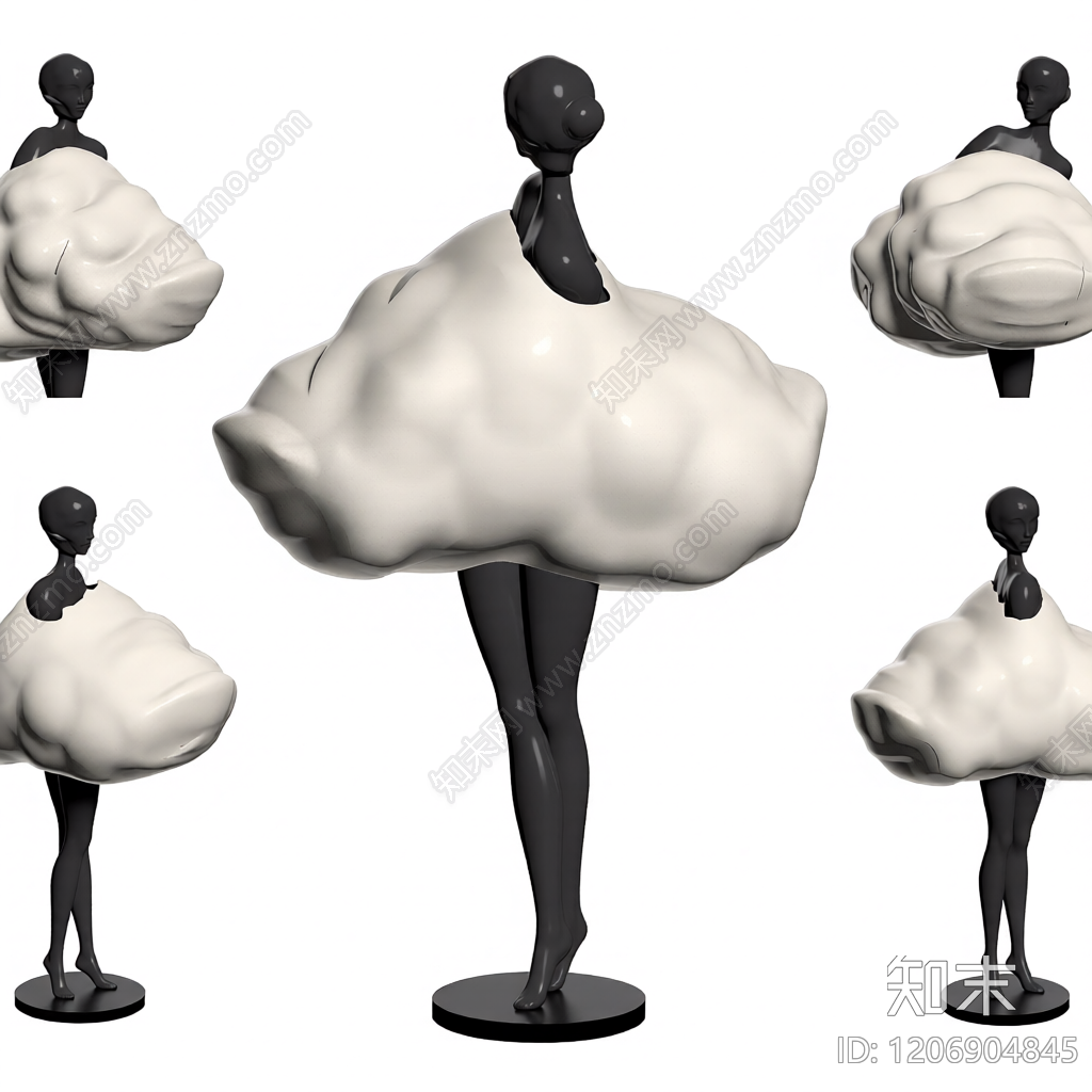 云朵造型人物雕塑3D模型下载【ID:1206904845】