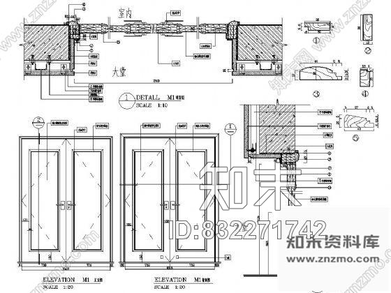 图块/节点双开实木门详图施工图下载【ID:832271742】