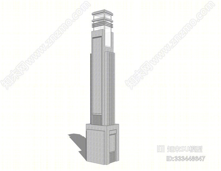 中式灯柱SU模型下载【ID:333448647】
