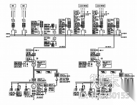 2.5万电厂电气主接线图纸cad施工图下载【ID:166350155】