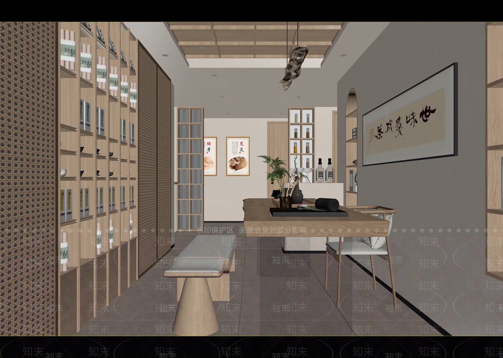 原木茶叶店3D模型下载【ID:1214816631】
