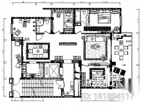 [福州]淡装绸裹主题三居室名师样板房施工图施工图下载【ID:161894117】