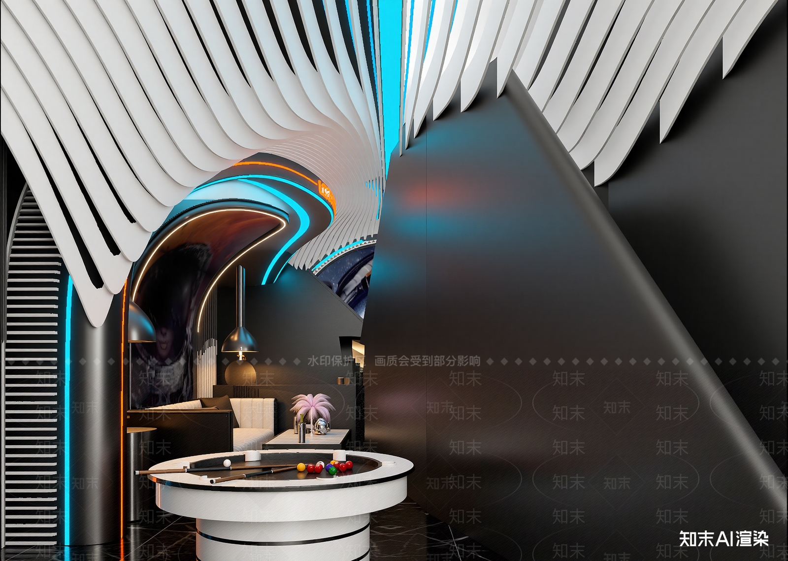 现代台球室3D模型下载【ID:1213898268】