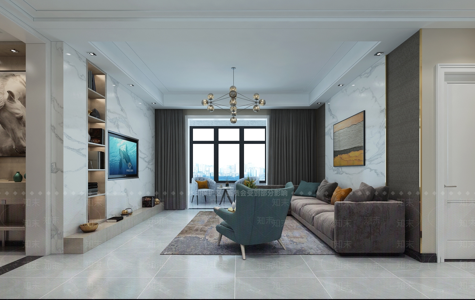 现代客餐厅家具模型3D模型下载【ID:733270798】