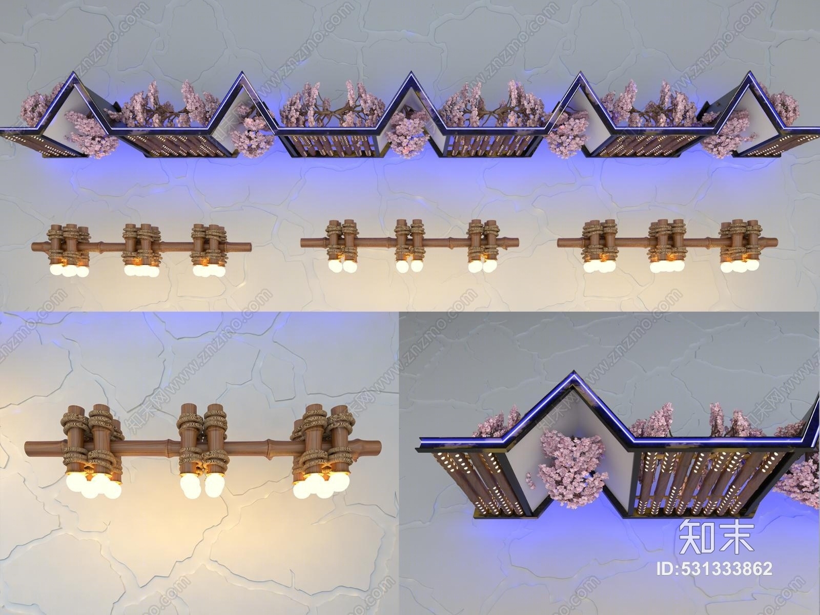 新中式现代竹子灯3D模型下载【ID:531333862】