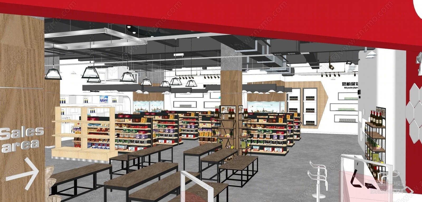 进口商品超市SU专卖店SU模型下载【ID:826008374】