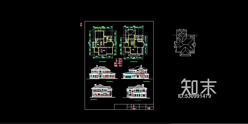 现代别墅大宅农村自建房建筑CAD施工图施工图下载【ID:530991479】