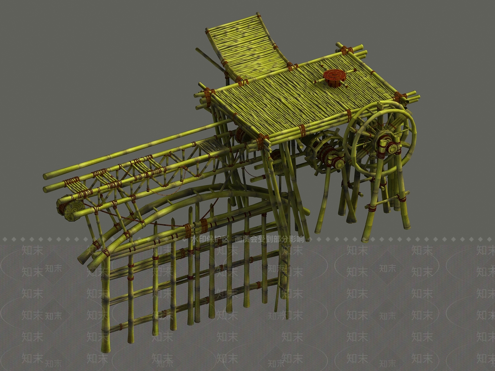 现代竹门水车游戏模型3D模型下载【ID:234803842】