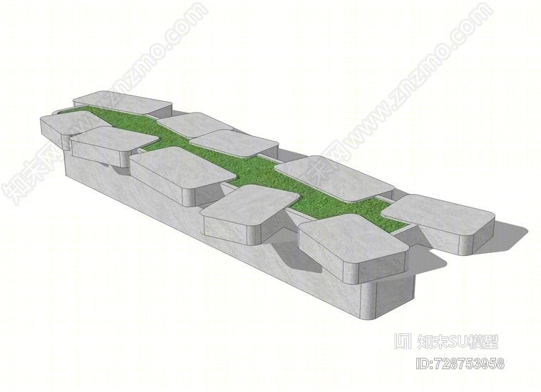 石头坐凳SU模型下载【ID:728753958】