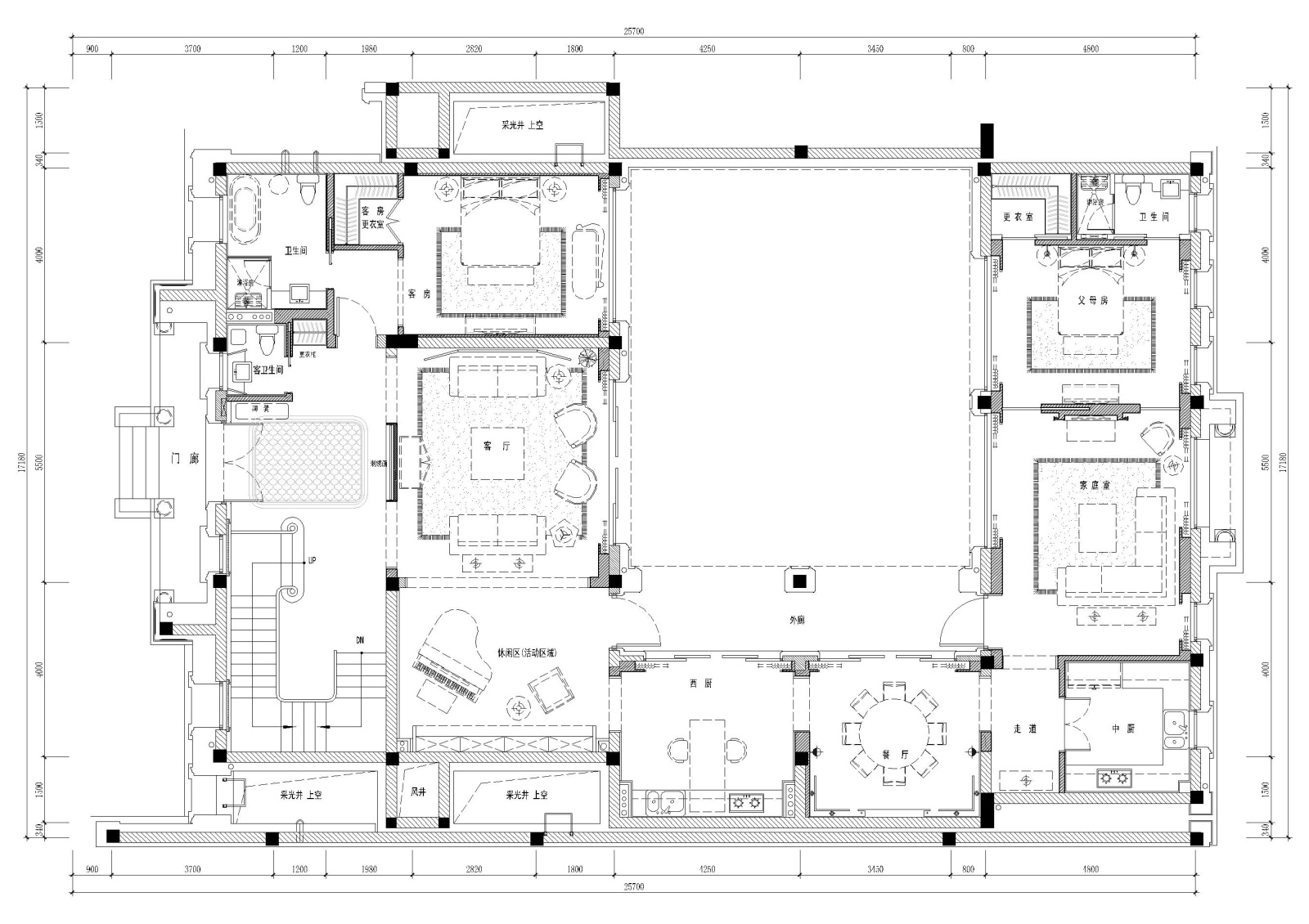 新中式混搭风双层别墅室内施工图+效果图施工图下载【ID:160494148】