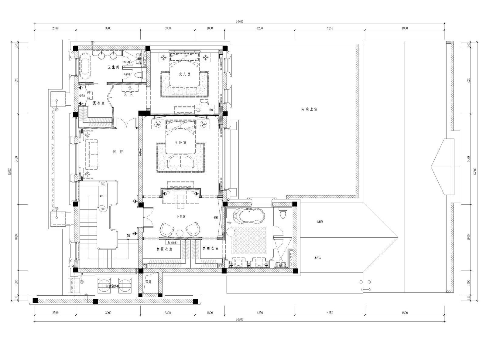 新中式混搭风双层别墅室内施工图+效果图施工图下载【ID:160494148】