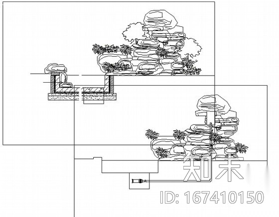 假山水池施工详图cad施工图下载【ID:167410150】