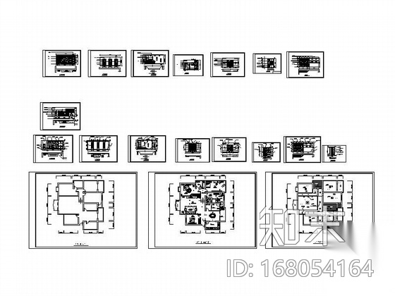 四室两厅三卫装修图cad施工图下载【ID:168054164】