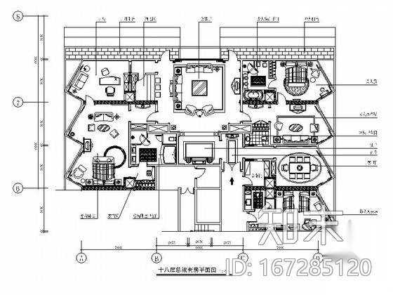 [深圳]某商务酒店总统套房平面图cad施工图下载【ID:167285120】