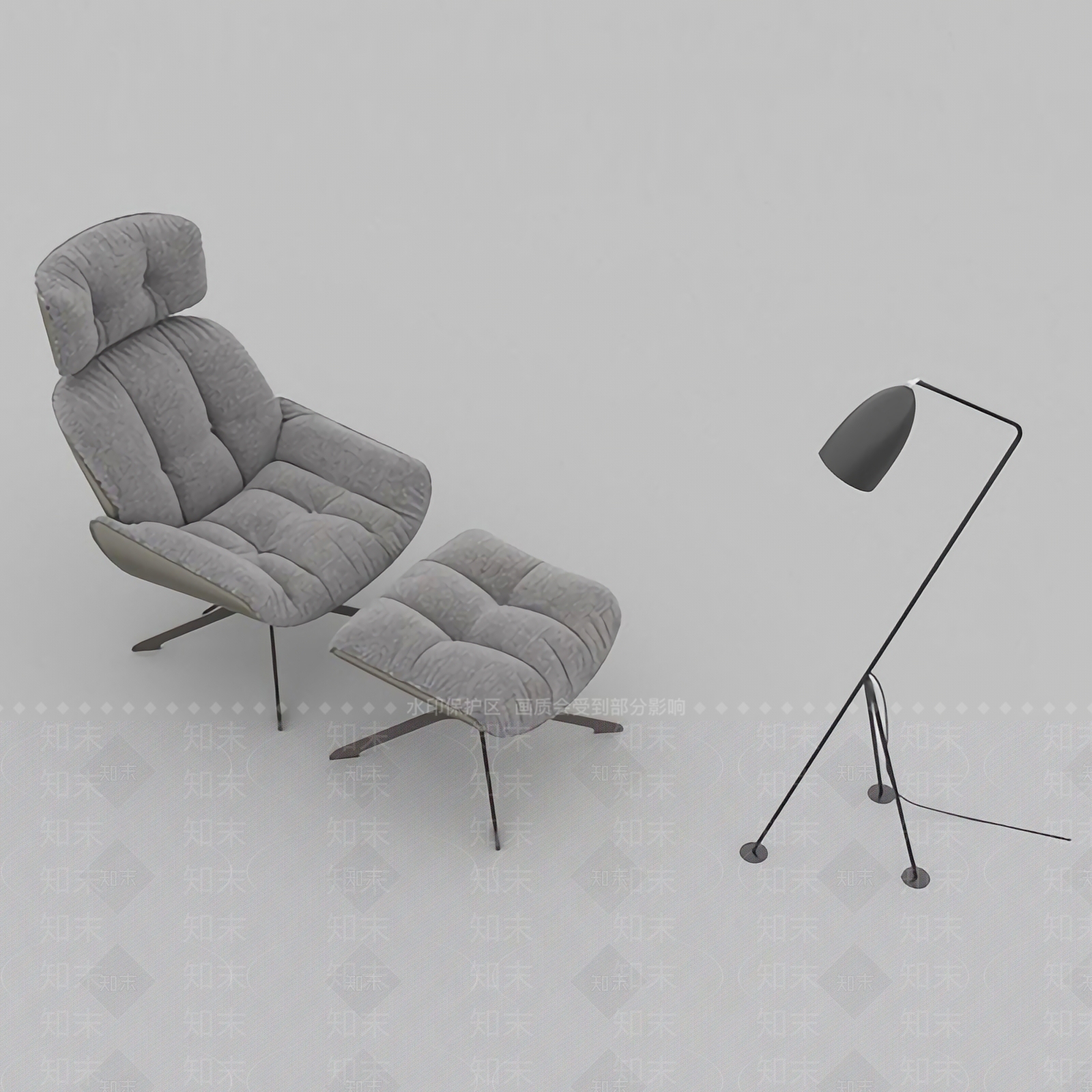 现代简约不锈钢布艺休闲椅3D模型下载【ID:1125236030】