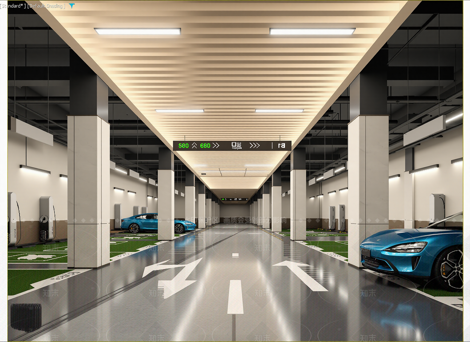 现代室内停车场3D模型下载【ID:1214922415】