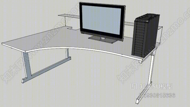 电脑与书桌SU模型下载【ID:930815636】