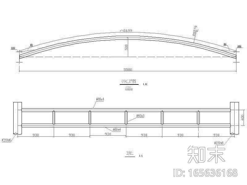 张拉膜结构车棚施工图（2014）cad施工图下载【ID:165636168】