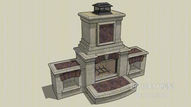 大理石壁炉SU模型下载【ID:47658505】