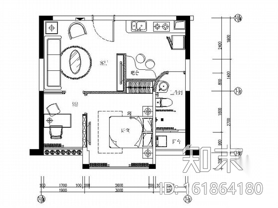 [深圳]时尚现代两居室样板间设计装修图（含水电图）施工图下载【ID:161864180】