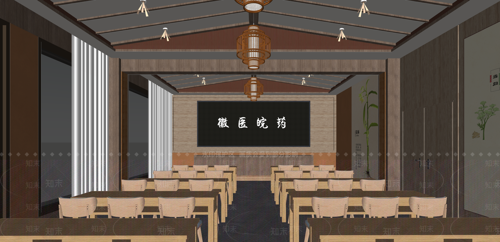中式教室SU模型下载【ID:1215199341】