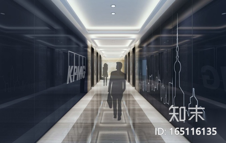 [上海]恒隆广场毕马威办公楼施工图+效果图cad施工图下载【ID:165116135】