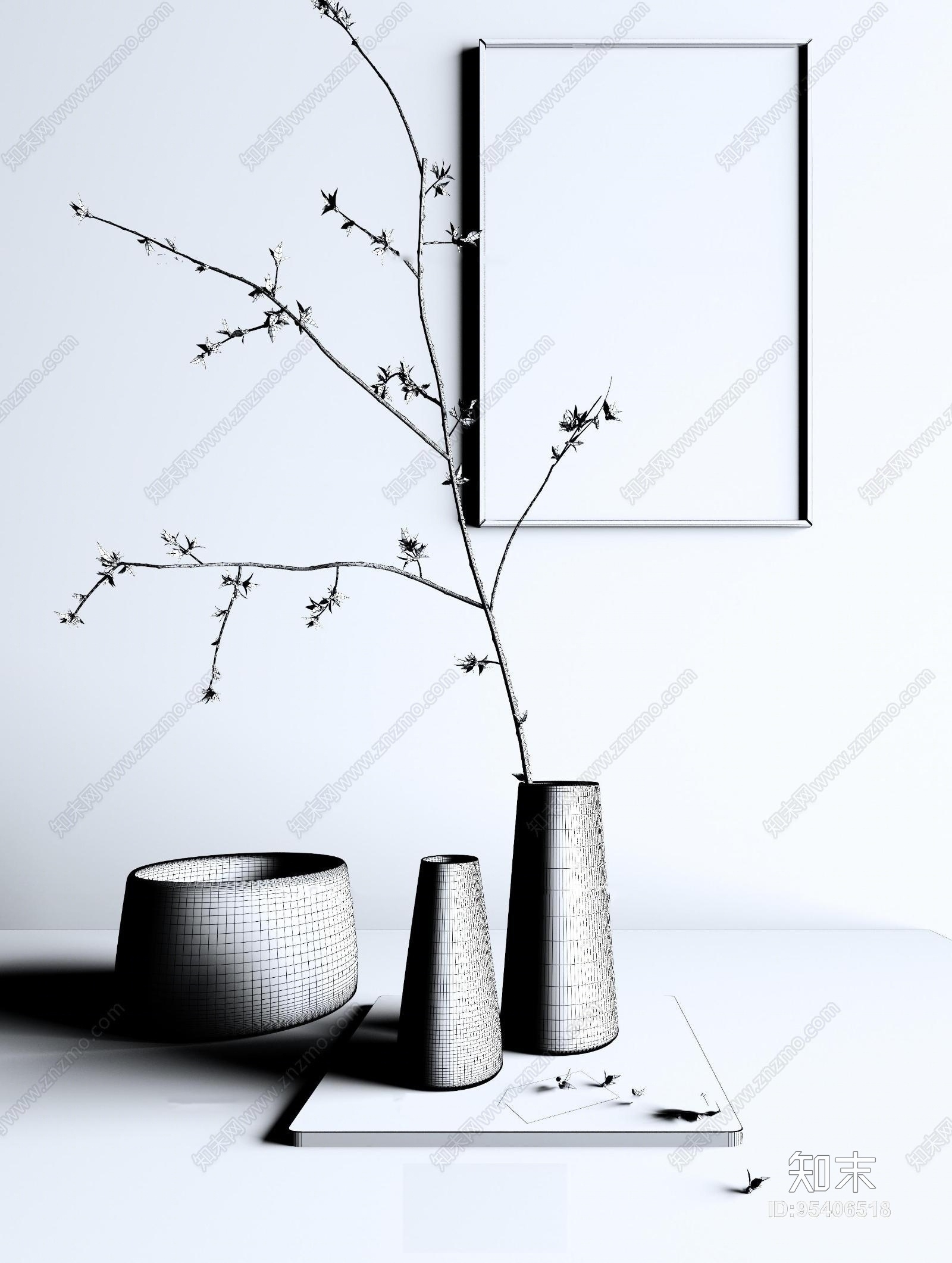 北欧花艺饰品摆件挂画组合3D模型下载【ID:95406518】