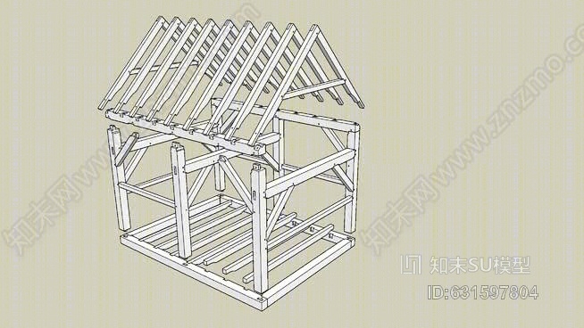 木架小花园棚SU模型下载【ID:631597804】