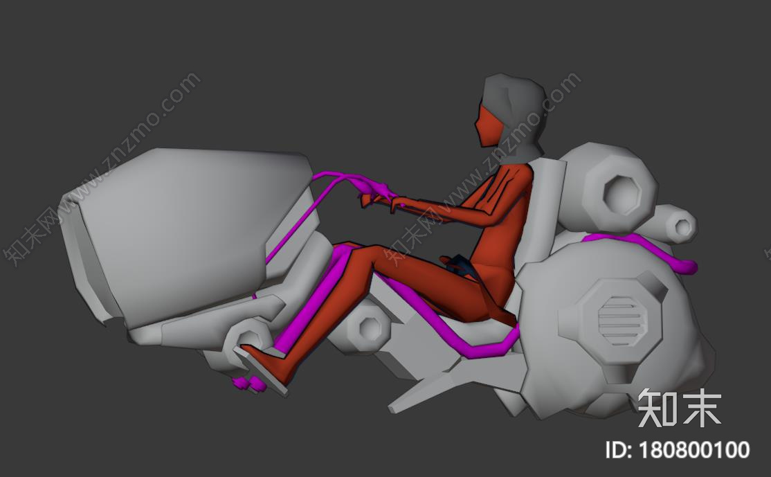 卡通空中踏板车女孩CG模型下载【ID:180800100】