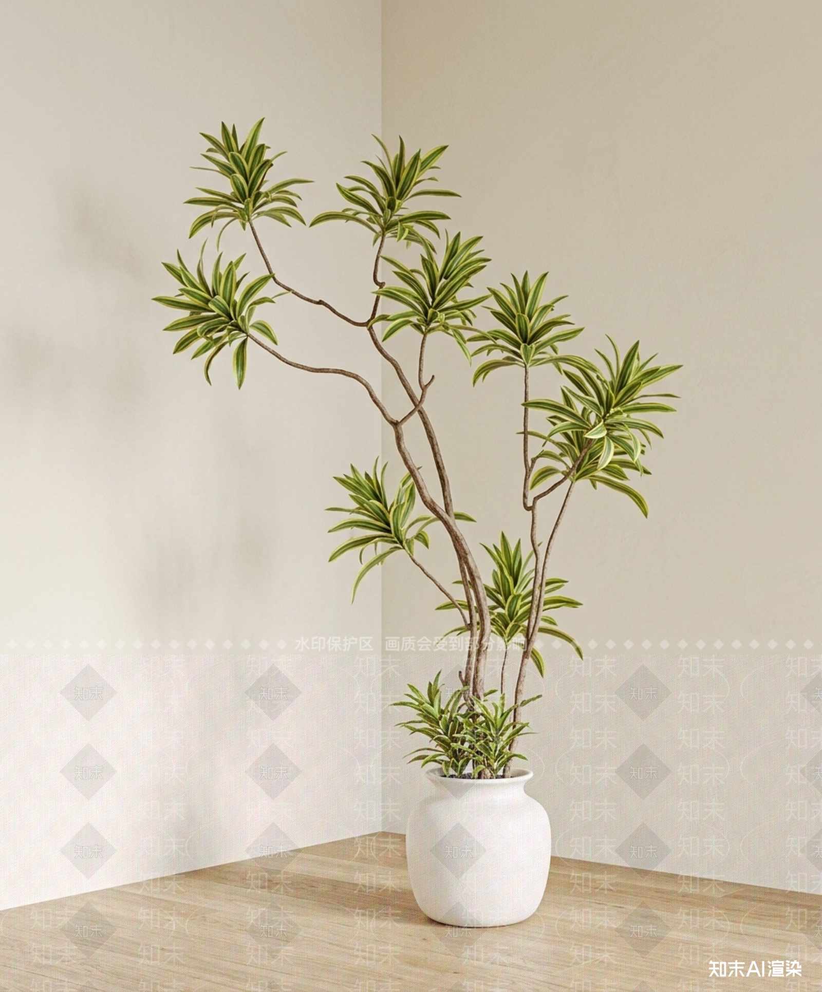 艺术绿植盆栽3D模型下载【ID:1227510139】