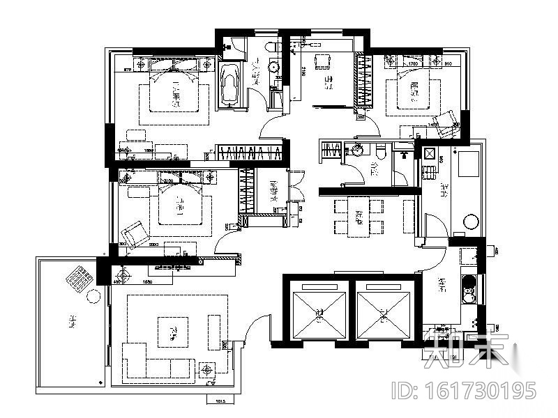 [上海]某高档三居室样板间a1施工图施工图下载【ID:161730195】